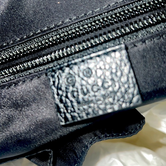 Gucci Authentic Blk GG Monogram Nylon Drawstring Backpack Leather Trim 510336 - Picture 7 of 16